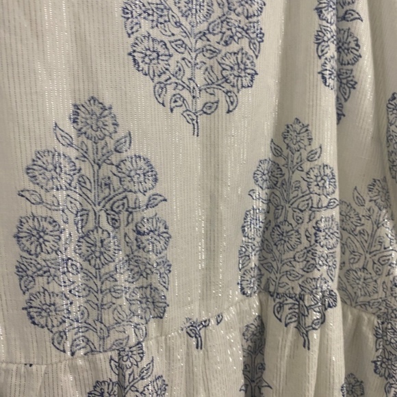 Masalababy New Floral Maxi Sundress w/ Metallic Threading in Blue & White - Picture 10 of 15